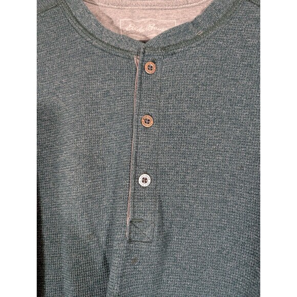 Eddie Bauer Men Ribbed Henley Long Sleeve Shirt Teal Sz XL Outdoor Gorpcore - Picture 4 of 8